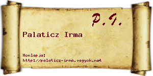 Palaticz Irma névjegykártya